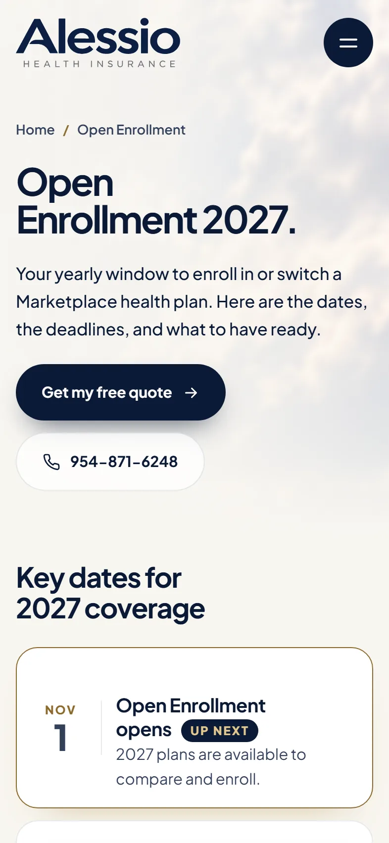Alessio Health open enrollment on a phone