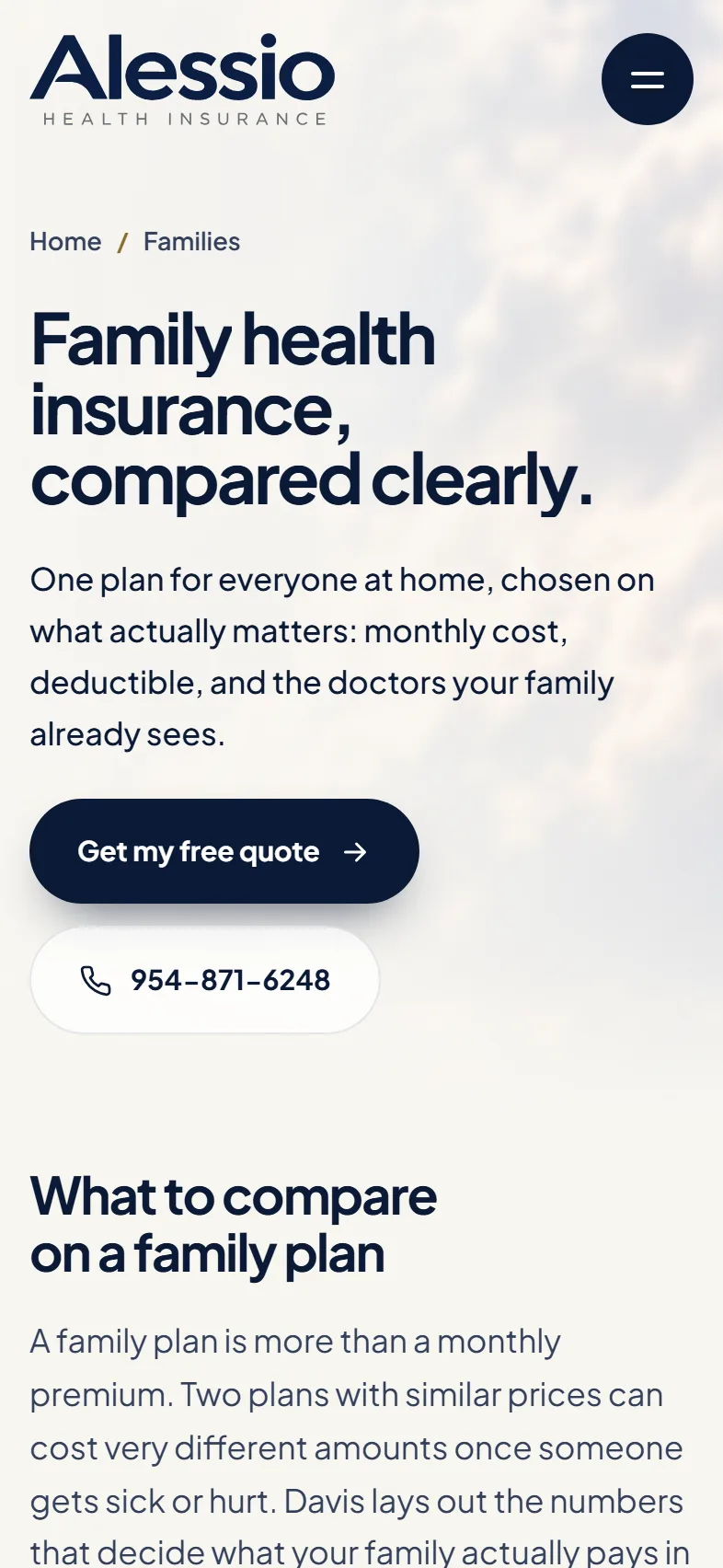 Alessio Health family plans on a phone