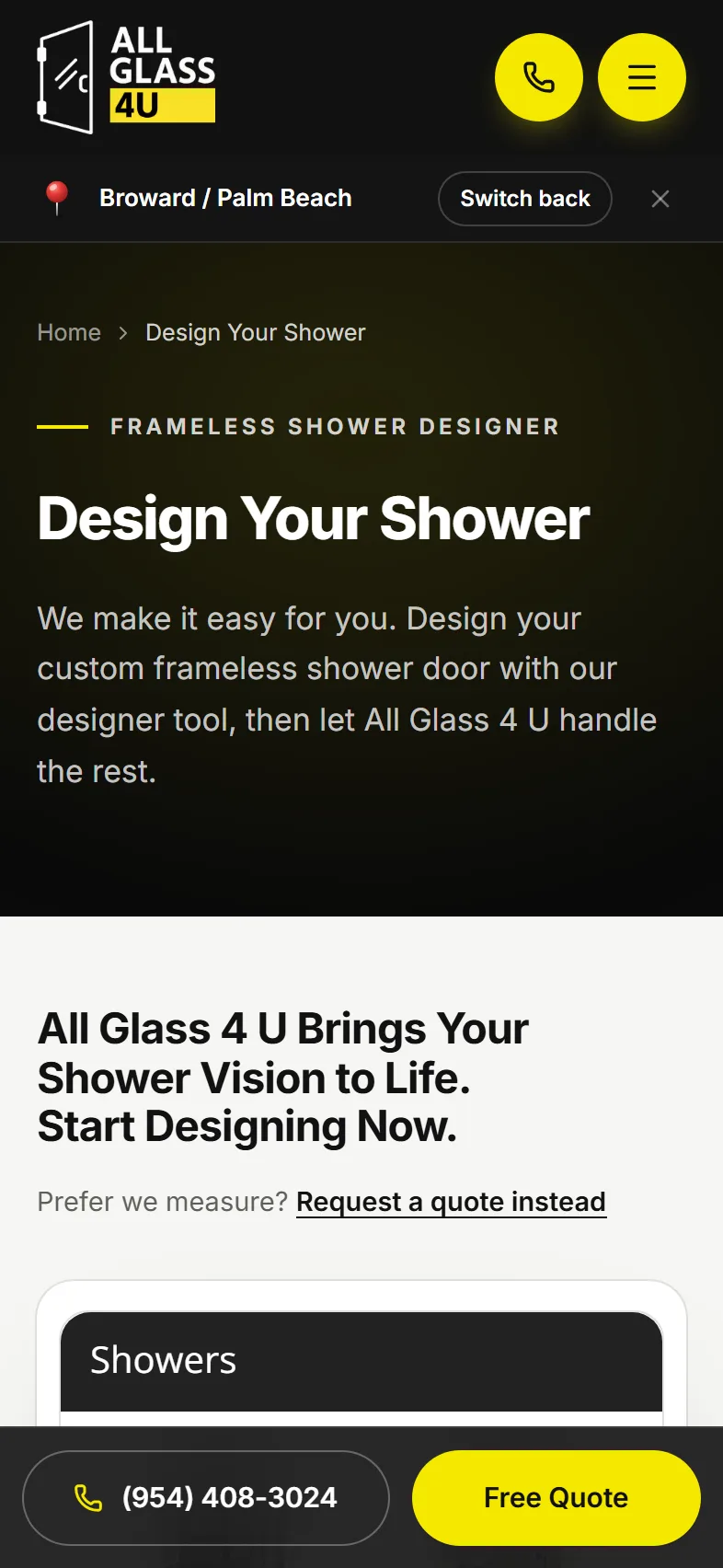 All Glass 4 U design tool on a phone