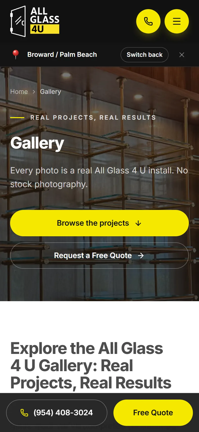 All Glass 4 U gallery on a phone
