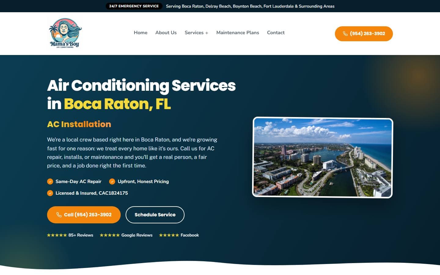 Mama's Boy Air website, built by ProWay