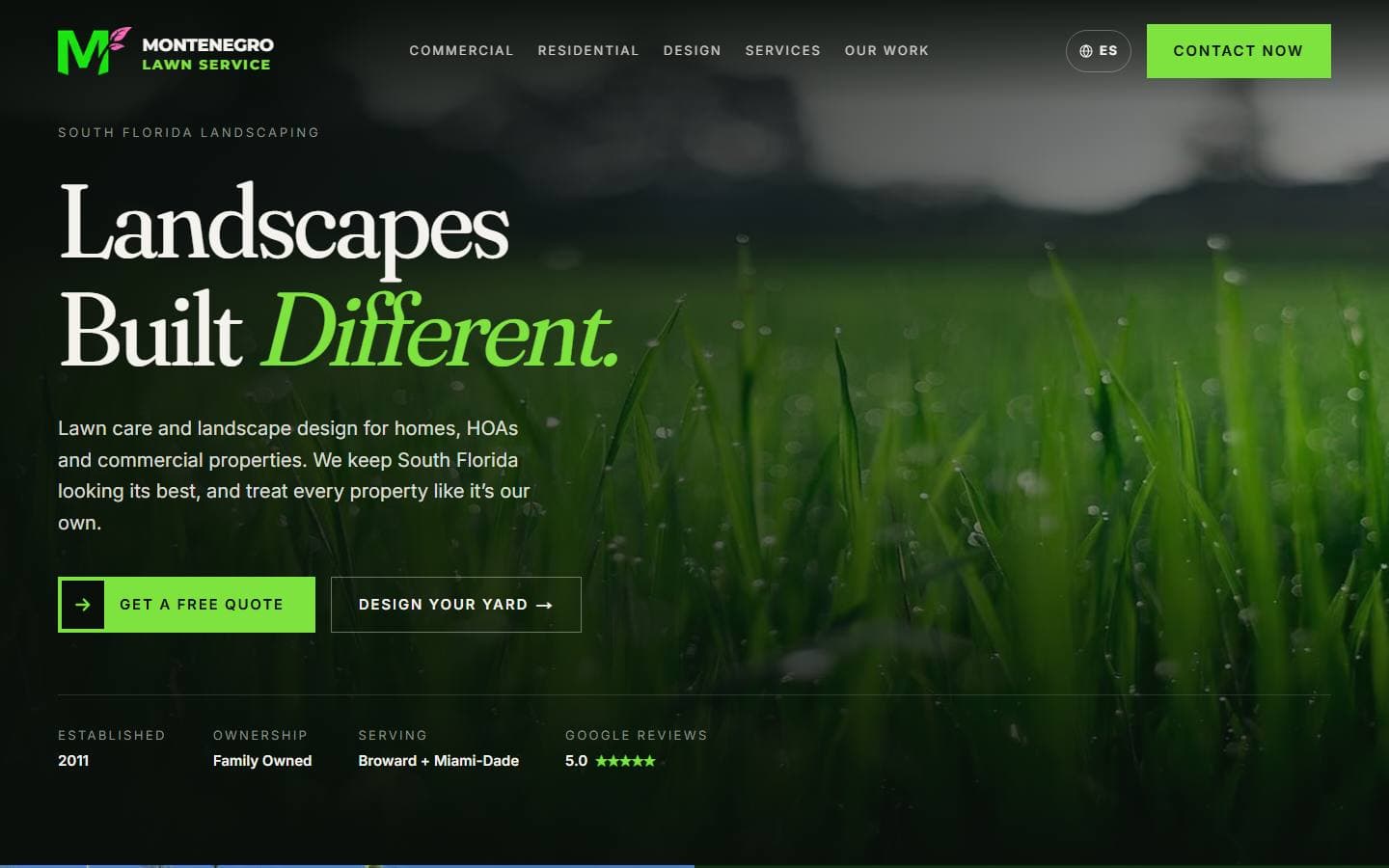 Montenegro Lawn Service website built by ProWay Digital