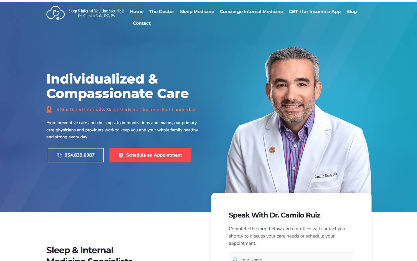 Sleep & Internal Medicine Specialists website we built