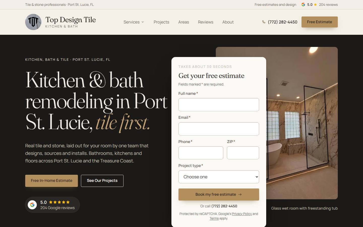 Top Design Tile's new kitchen and bath remodeling website built by ProWay Digital