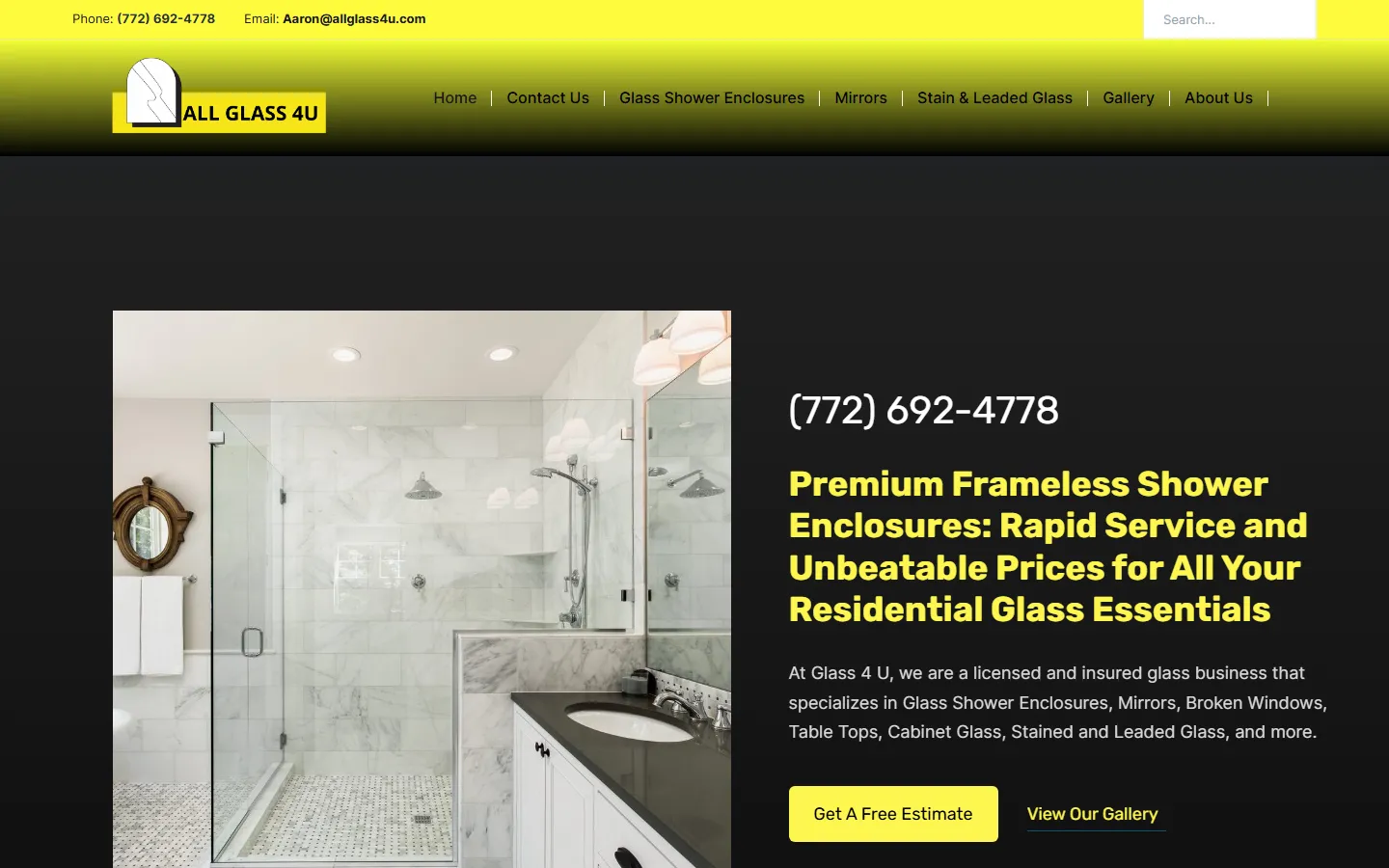 All Glass 4 U's previous website in 2024
