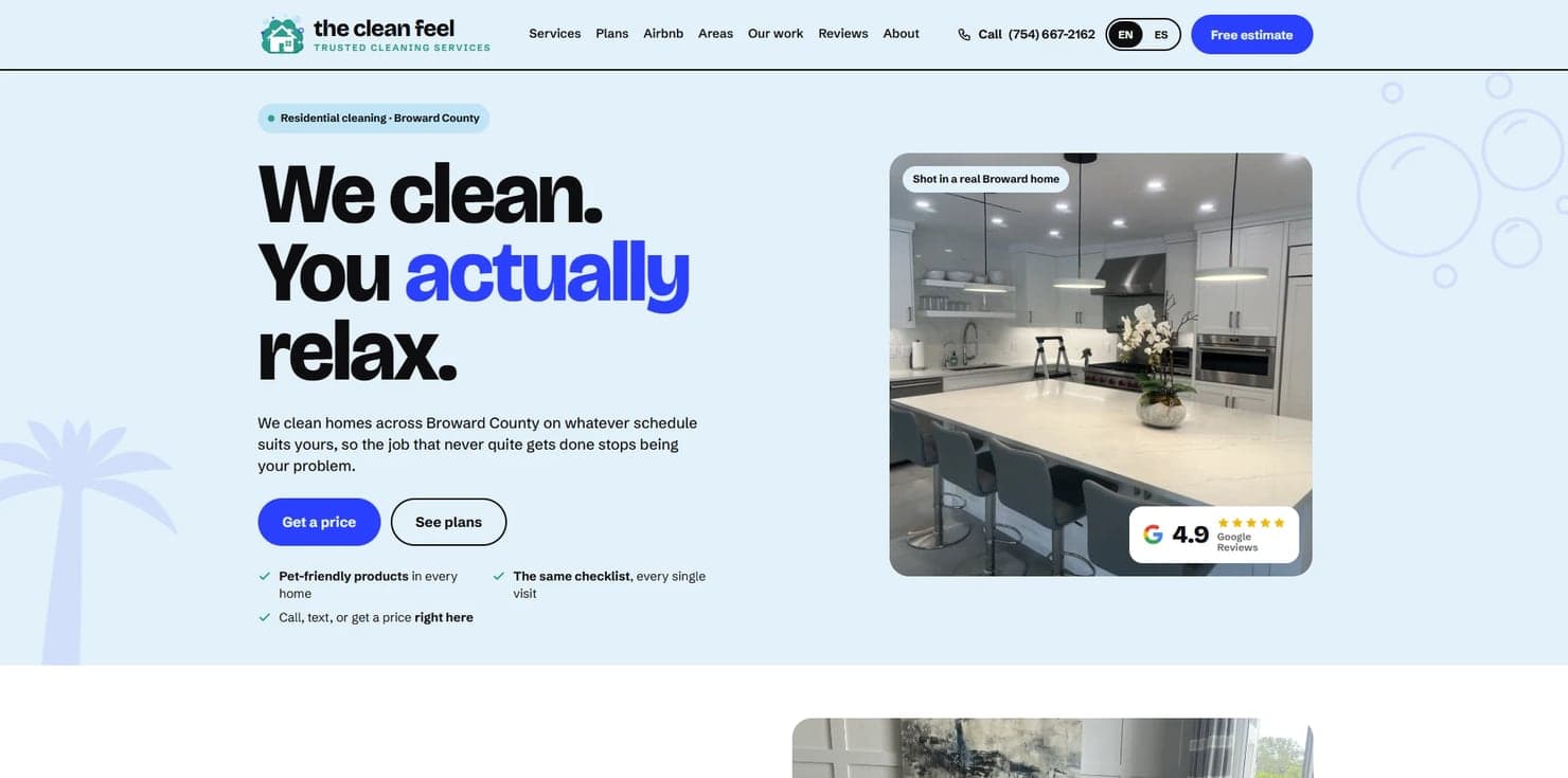 The Clean Feel website